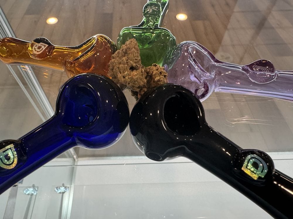 Hand-blown glass pipes at Dryden Dispensary